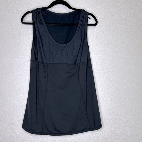 Lululemon Scoopneck Mesh Pleated Workout Tank Black 12 - Picture 1 of 3